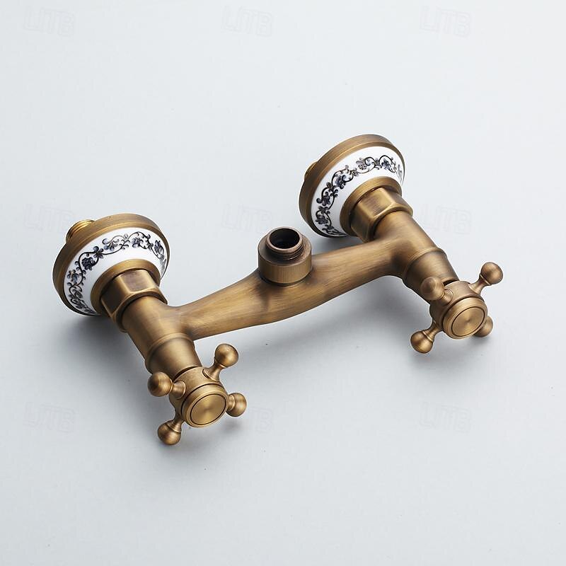 Rubinetto doccia Impostato - Docetta inclusa Stile vintage Ottone antico Esterno Valvola in ottone Bath Shower Mixer Taps del 2025 a $153.99 –P2