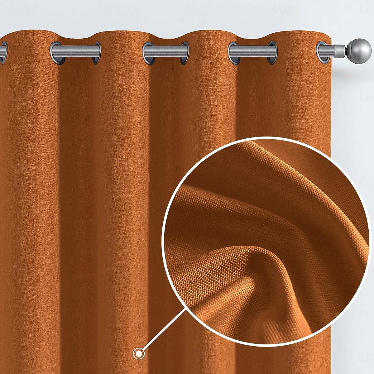 1 шт. водонепроницаемая плотная однотонная занавеска с двойным покрытием из хлопка и льна для спальни, гостиной, украшения дома, перфорированная занавеска 2026 - $42.99 –P9