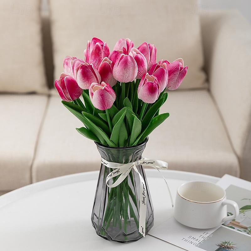 10 fiori artificiali di tulipani in PU realistici: perfetti per decorazioni domestiche, decorazioni nuziali ed eventi - tulipani dall'atmosfera realistica per una maggiore eleganza del 2025 a $12.99 –P11