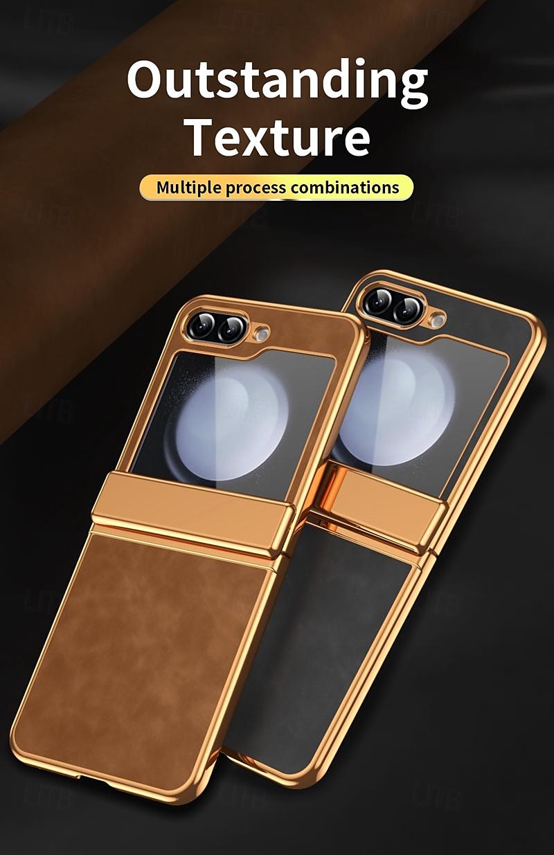 Phone Case For Samsung Galaxy Z Flip 6 Z Flip 5 Z Flip 4 Z Flip 3 Flip Cover Shockproof Retro Plating PC PU Leather 2025 - $23.99 –P2