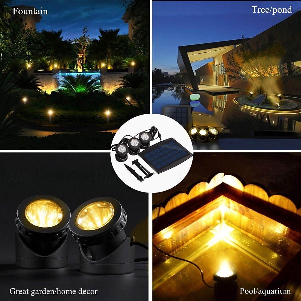 Solar LED Pond Spotlights Submersible Pond Pool Lights with 3 Lamps 18 LEDs Landscape Spotlight Underwater Lights IP68 Waterproof Solar Garden Lights for Pond Garden Fountain Outdoor Lawn Decoration 2026 - $39.99 –P2
