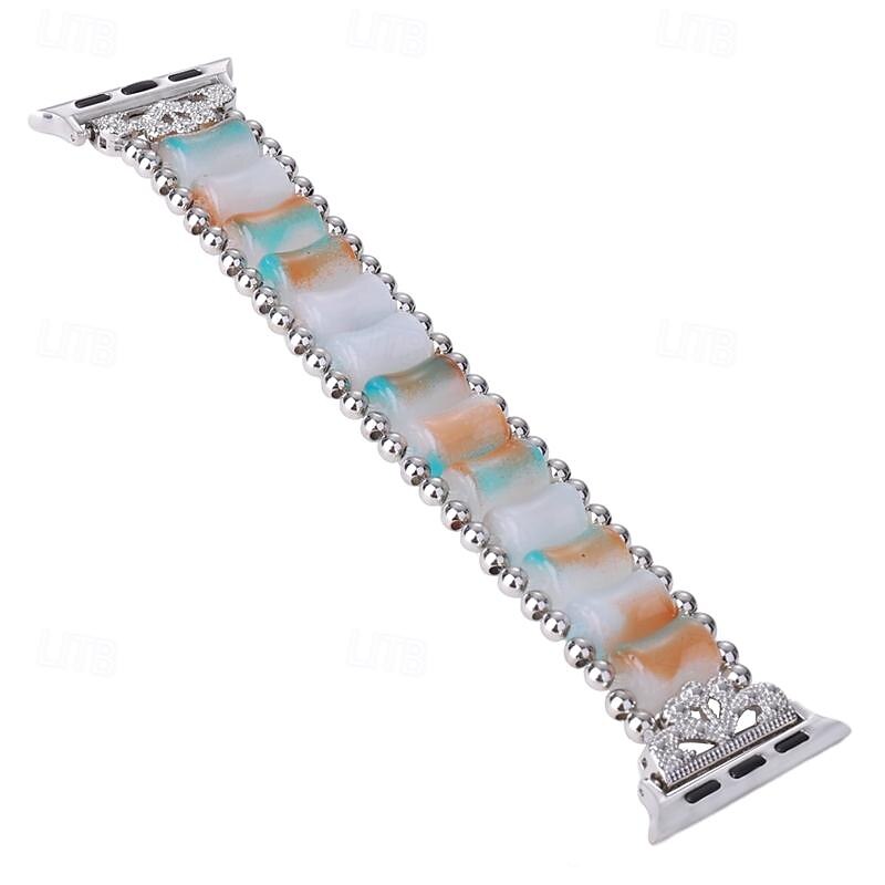 Pulseira de joias Compatível com Pulseira Apple Watch 38mm 40mm 41mm 42mm 44mm 45mm 49mm Com Miçangas Ajustável Respirável Resina pulseira de substituição para iwatch Ultra 2 Series 9 8 7 SE 6 5 4 3 de 2025 por $14.99 –P8