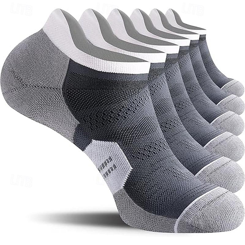 Hombre Paquete de 6 Paquetes múltiples Calcetín Calcetines hasta el Tibio Calcetines Cortos Calcetines para correr Calcetines informales Negro Blanco Color Bloque de color Deporte Diario Vacaciones 2025 - $8.99 –P3