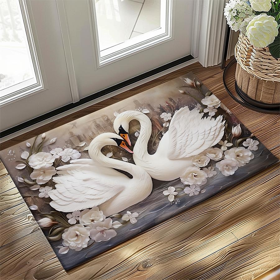 Schwanenblumen Fußmatte Küchenmatte Bodenmatte rutschfester Bereich Teppich Ölfester Teppich Indoor Outdoor Matte Schlafzimmer Dekor Badezimmermatte Eingangsbereich Teppich 2025 - $15.49 –P12