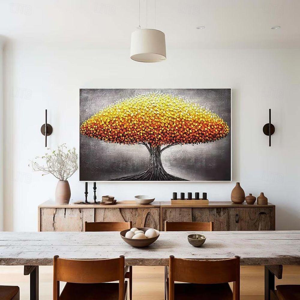 handgemaakt olieverfschilderij canvas muurkunst decoratie modern abstract 3d paletmes groen geldboom voor huisdecoratie gerold frameloos ongerekt schilderij 2025 - $100.99 –P9