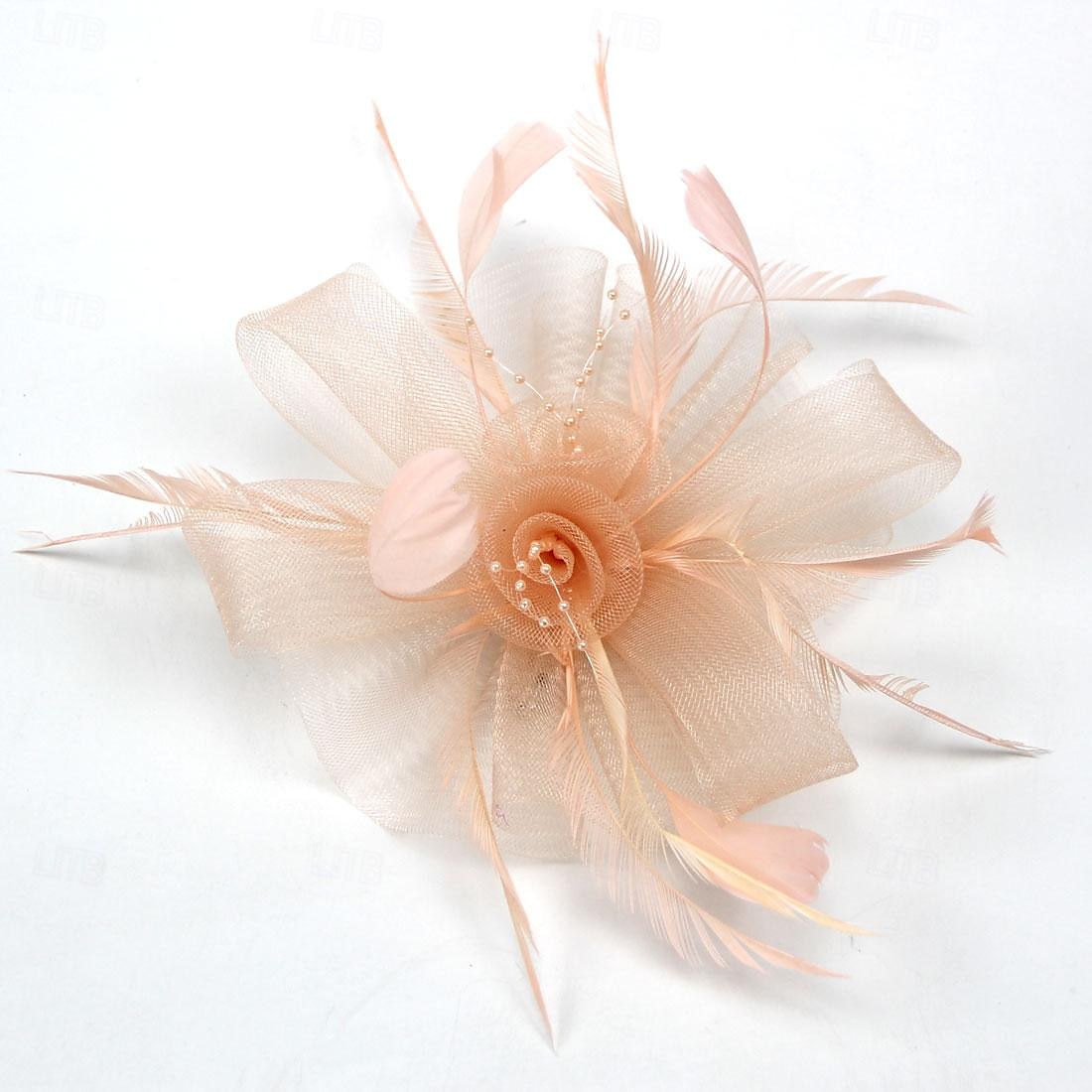 fascinators Hatter Hodeplagg organza Fedora Topplue slørhatt Hesteløp cocktail Elegant Årgang Med Fjær Sløyfer Hodeplagg Hodeplagg 2025 - $17.99 –P1