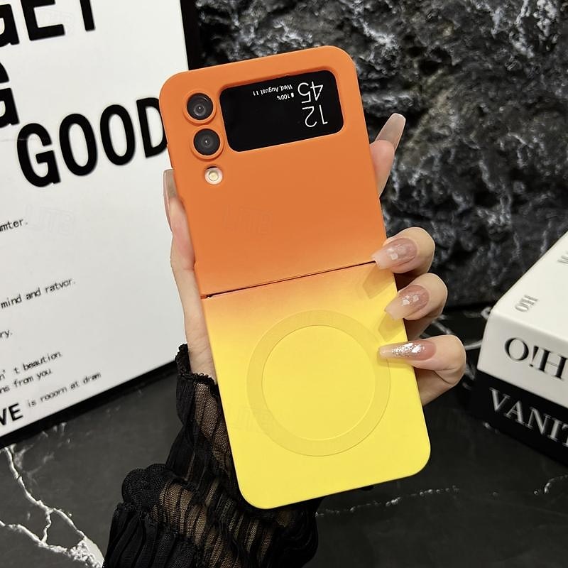 2025年 Samsung Galaxy Z Flip 6 Z Flip 5 Z Flip 4 Z Flip 3 用の電話ケース バックカバー ワイヤレス充電サポート ショックプルーフ カラーグラデーション TPU  コレクション – $12.99 –P8