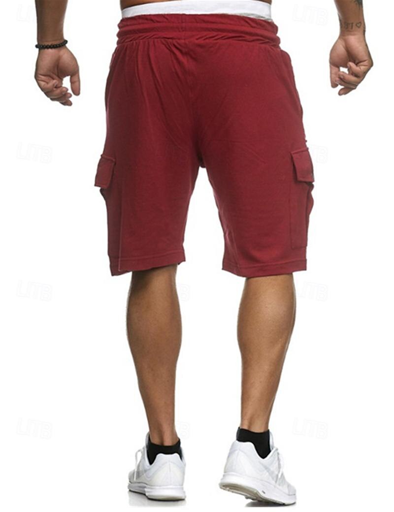 Men's Cargo Shorts Sweat Shorts Shorts Bermuda shorts Elastic Waist Multi Pocket Pleats Plain Comfort Sports Knee Length Outdoor Daily Fashion Streetwear Black White Micro-elastic 2025 - $17.99 –P3