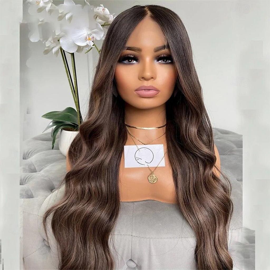 Perruque Cheveux Naturel Rémy 13x4 devant en dentelle Cheveux Brésiliens Ondulé Multicolore Partie libre Femme Densité 130% 150% avec des cheveux de bébé 100% vierge Sans colle Longue A1 Perruque de 2025 ? $267.09 –P4