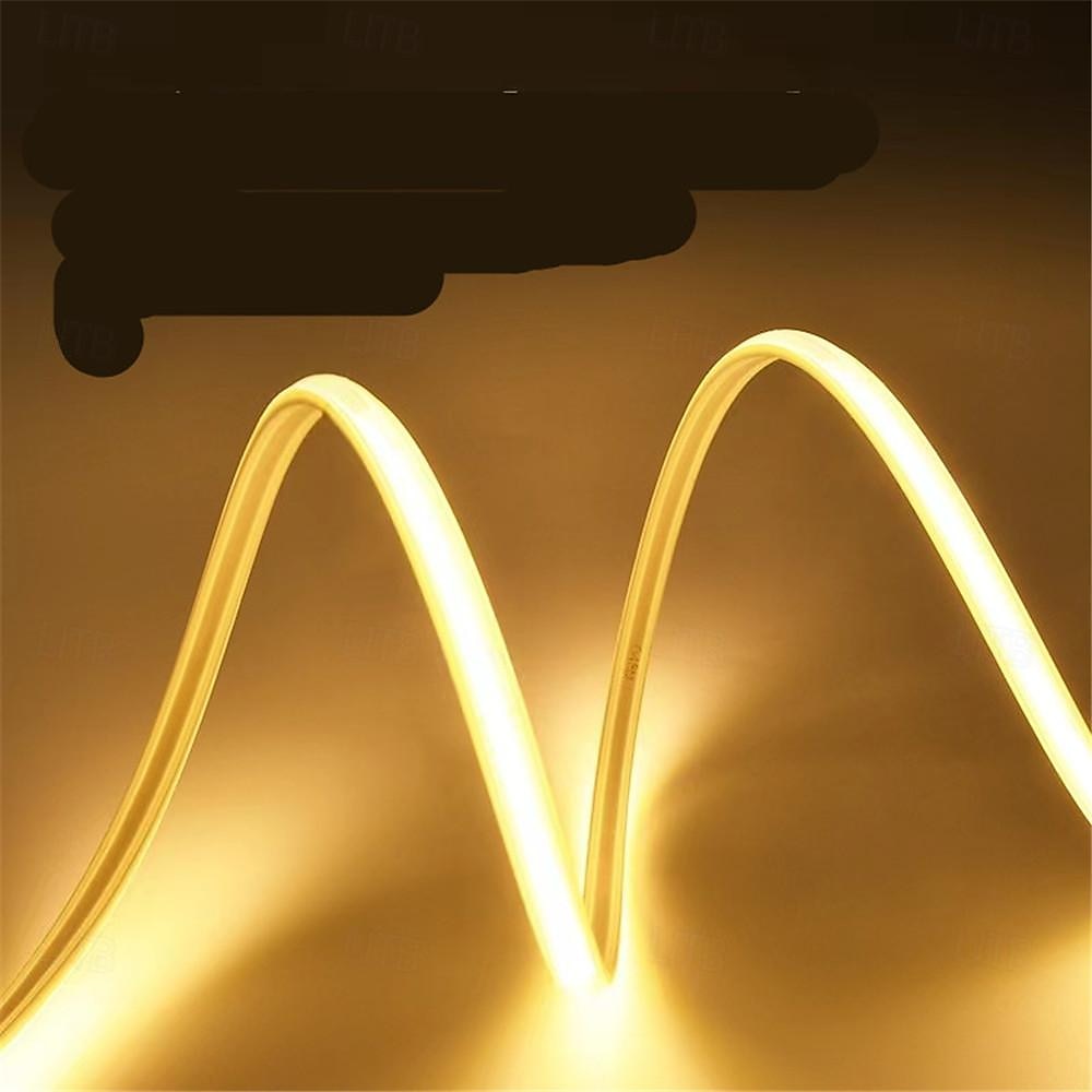 Wasserdichter flexibler COB-LED-Streifen mit Schalter, Lichtstreifen für Pools, 220 V, EU-/UK-Netzstecker, 288 LEDs/m, hochdichter, selbstklebender COB-LED-Streifen, 1/2/3/4/5 m 2025 - $8.99 –P1