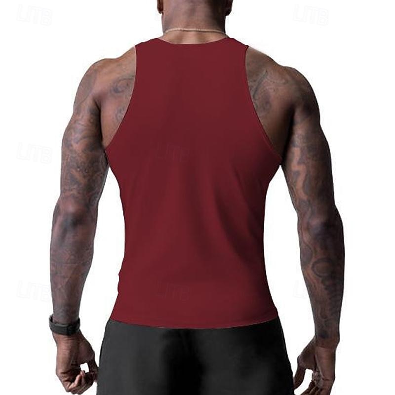 Voor heren Singlet Vest Top Onderhemd Mouwloos shirt Mouwloos Strakke ronde hals Lente zomer Effen Modieus Ontwerper Basic Vakantie Straat Uitgaan Zwart Wit Wijn Top T-shirt voor mannen 2025 - $13.49 –P14