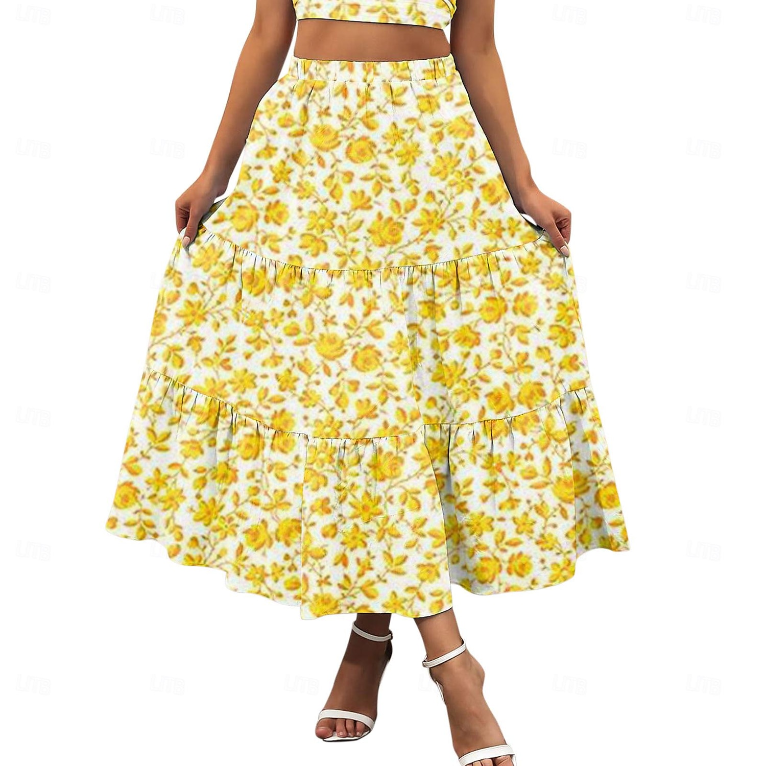Women's Skirt A Line Swing Maxi Skirts Print Floral Holiday Vacation Summer Cotton Casual Boho Yellow Pink Red Navy Blue 2025 - $18.99 –P3