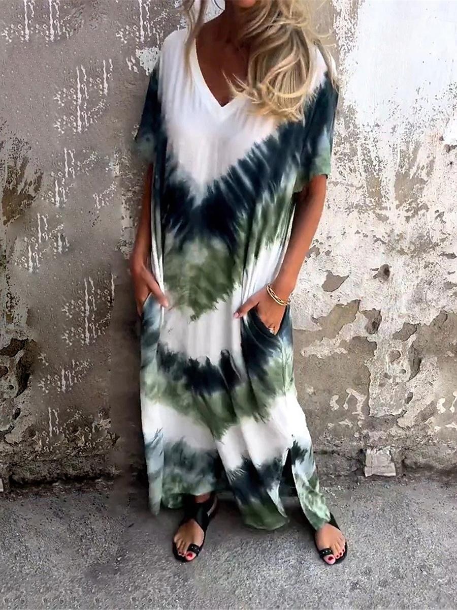 Femme robe longue Robe casual Robe t-shirt Robe d'été mode Décontractées Vacances du quotidien Standard Tie Dye Manche Courte Col V Rose Claire Bleu Orange Vert Eté de 2025 ? $41.99 –P5