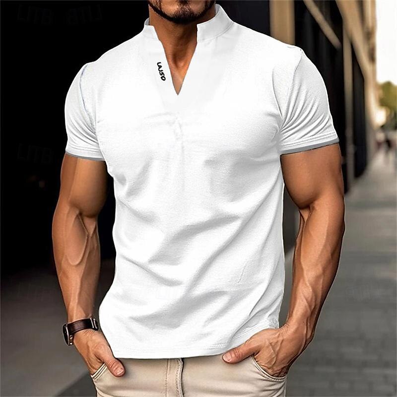Herr Golftröja golfpolo Arbete Ledigt Hög krage Kortärmad Grundläggande Modern Slät Klassisk Vår & sommar Normal Svart Vit Grå Golftröja 2025 - $12.99 –P3