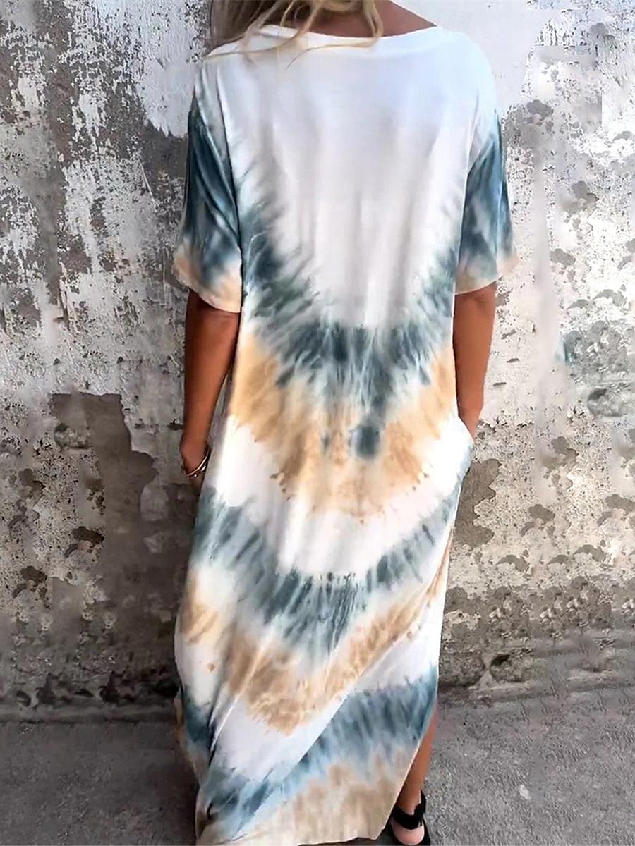 Femme robe longue Robe casual Robe t-shirt Robe d'été mode Décontractées Vacances du quotidien Standard Tie Dye Manche Courte Col V Rose Claire Bleu Orange Vert Eté de 2025 ? $41.99 –P2