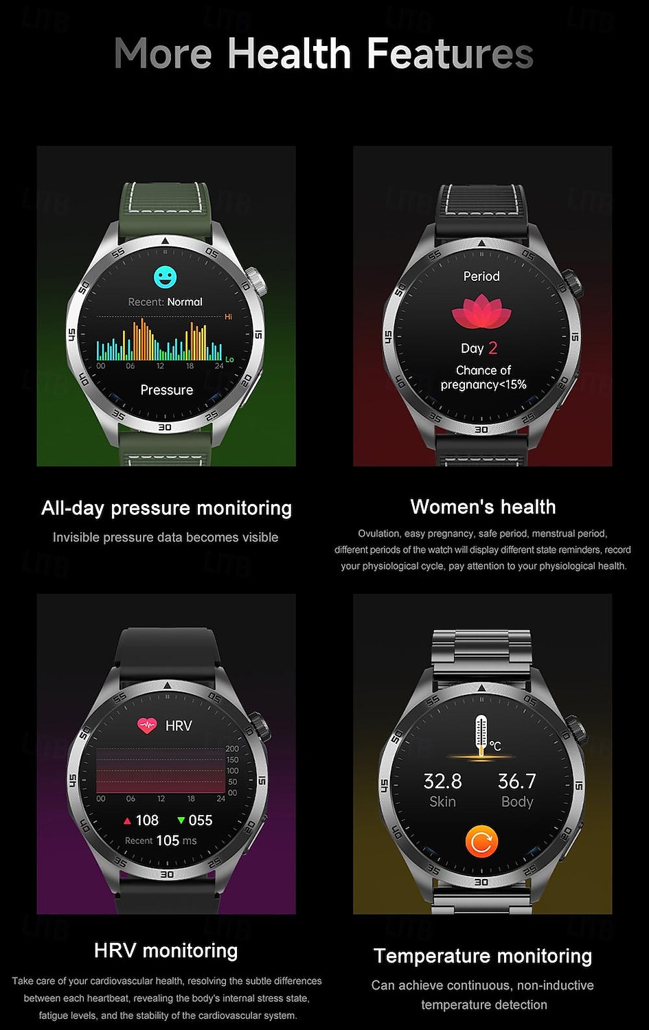 Smart Watch for Men - ECG, Blood Pressure, Body Temperature Monitoring, IP68 Waterproof Fitness Tracker 2025 - $69.99 –P10