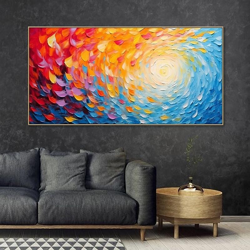 flammande solmålning på duk handmålad färgglad strålande solkonst texturerad väggkonst boho canvas väggkonst färgglad textur oljemålning för vardagsrumskonst fantastisk heminredning 2025 - $108.99 –P1