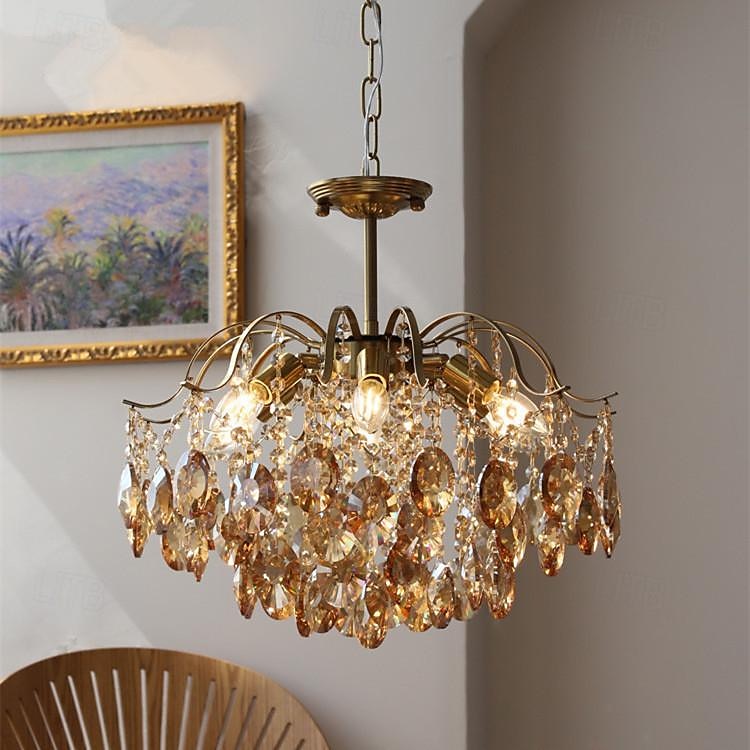Kronleuchter Deckenleuchte 1 Kopf warmes Licht 50/65/80 cm Kristalllampe Zweig Eisen Vollspektrum romantisches Retro-Licht Luxus Schlafzimmer Esszimmer Wohnzimmer 110–240 V 2025 - $549.99 –P3