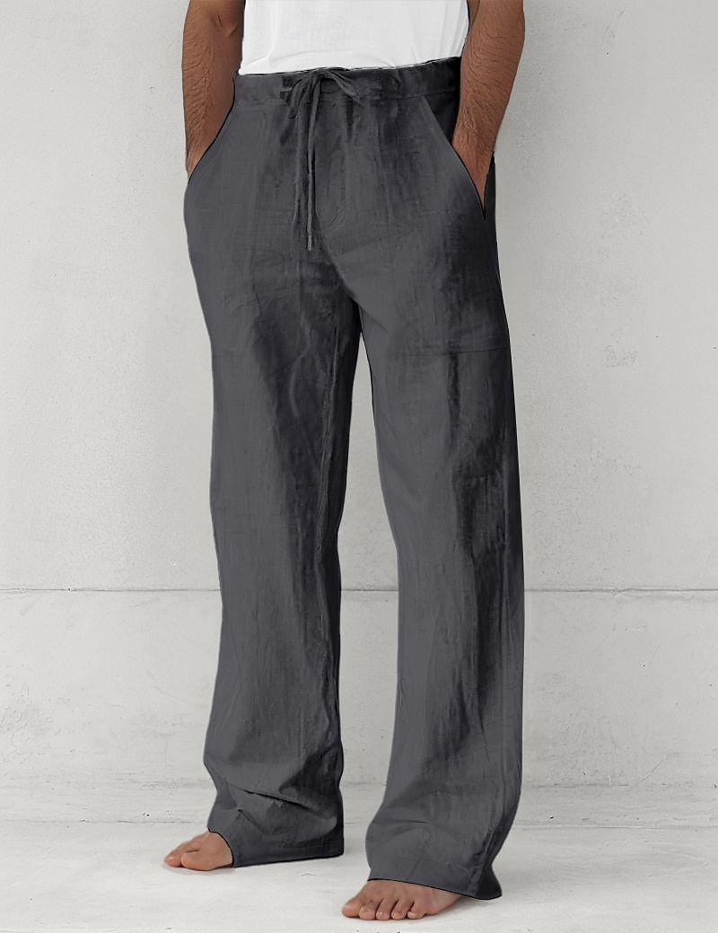 Herr Långbyxor Casual byxor Sommarbyxor Säckiga byxor Strandbyxor Snörning Framficka Rakt ben Slät Komfort Mjuk Fullängd Strand Yoga Helgdag Mode Hawaiisk Svart Vit 2026 - $25.99 –P17