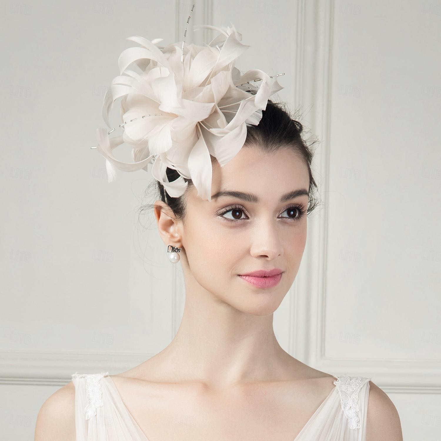 pannebånd fascinators hodeplagg fjær floppy lue topp hatt bryllup teselskap elegant bryllup med bowknot hodeplagg hodeplagg 2025 - $33.99 –P4