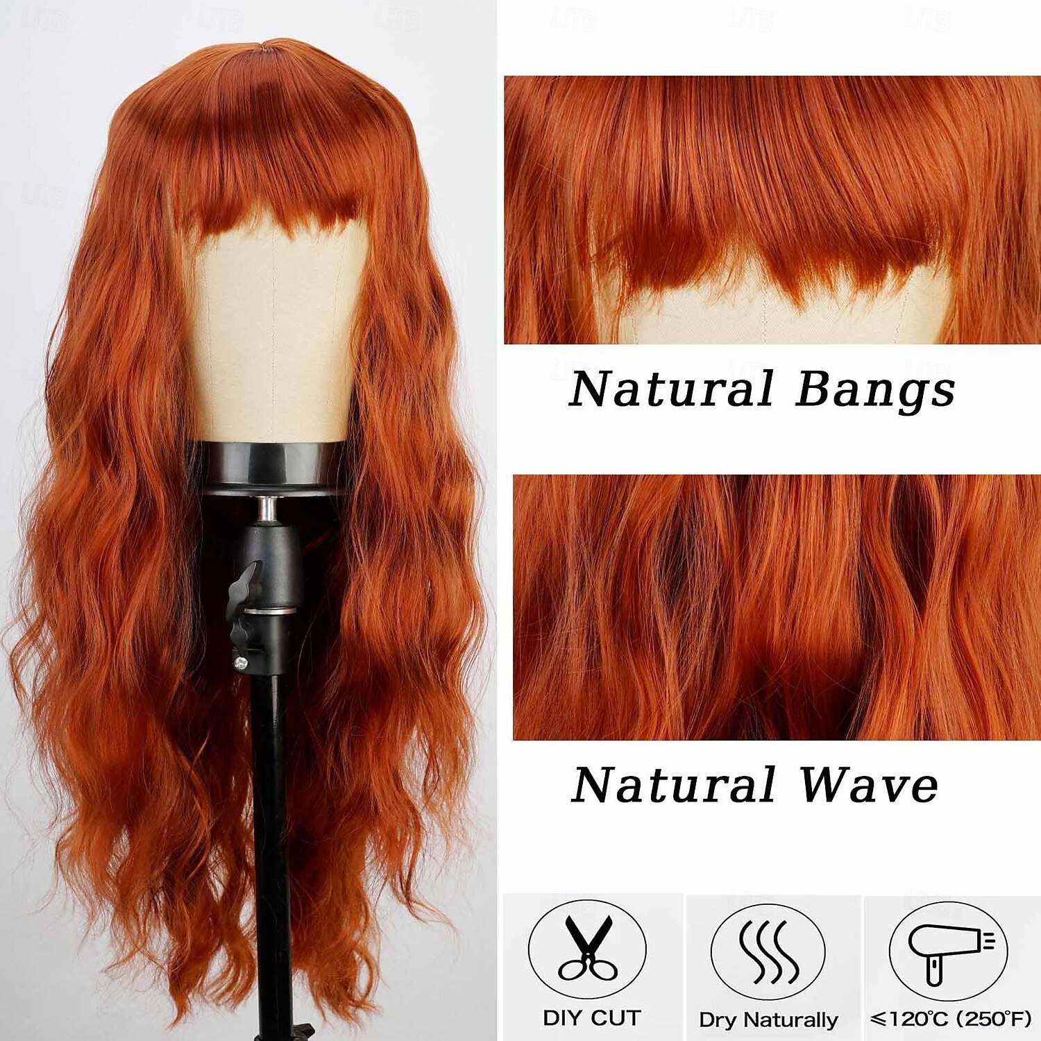 Parrucca ramata con frangia parrucche morbide e ondulate lunghe per le donne parrucca sintetica riccia sostitutiva per costumi di Halloween parrucche per feste cosplay del 2025 a $19.99 –P4