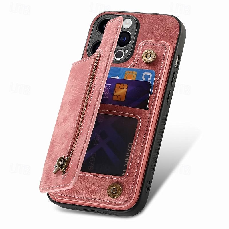τηλέφωνο tok Για iPhone 16 15 14 Pro Max Plus iPhone 13 12 11 Pro Max Mini Πίσω Κάλυμμα με βάση στήριξης Υποδοχή κάρτας Ανθεκτική σε πτώσεις Ρετρό TPU PU δέρμα 2025 - $15.99 –P4