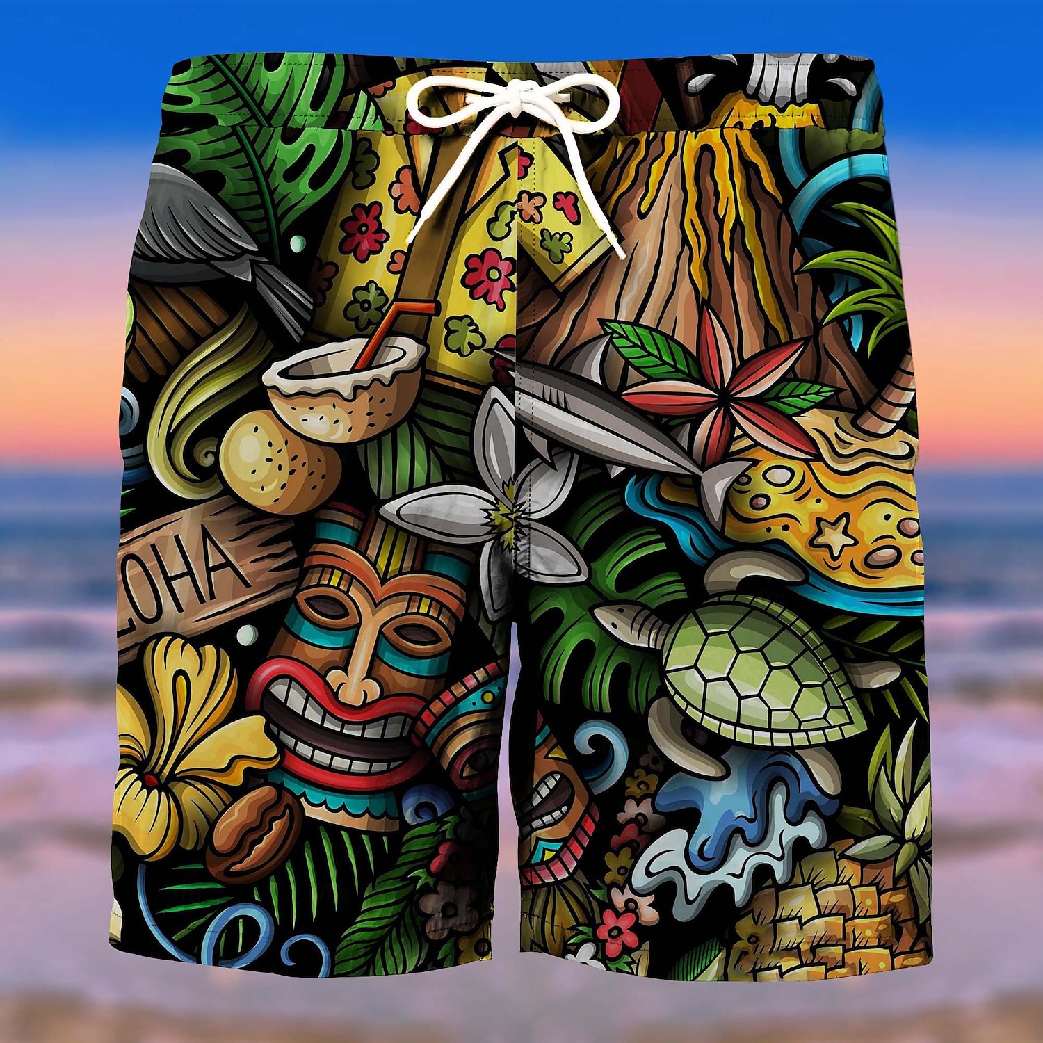 Homens Árvore Máscara Cultura indiana Calção Justo de Natação Shorts de Natação Bermuda de Surf Cintura Média Moda Roupa de rua Designer Casual Diário Feriado Bolsos Com Cordão Cintura elástica de 2025 por $17.99 –P5