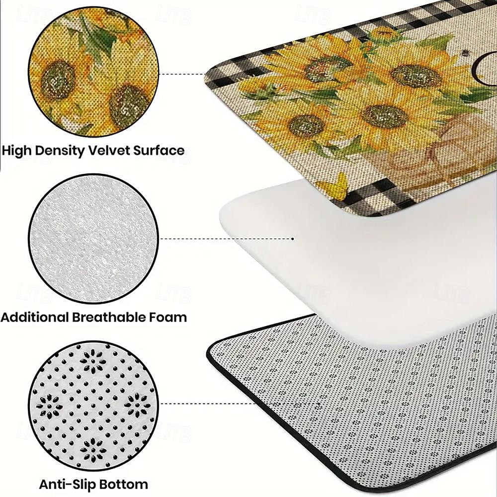 Sunflowers Farmhouse Area Rug Kitchen Mat Non-Slip Oil Proof Floor Mat Livingroom Rug Indoor Outdoor Mat Bedroom Decor Bathroom Mat Entrance Rug Door Mat 2026 - $20.99 –P7