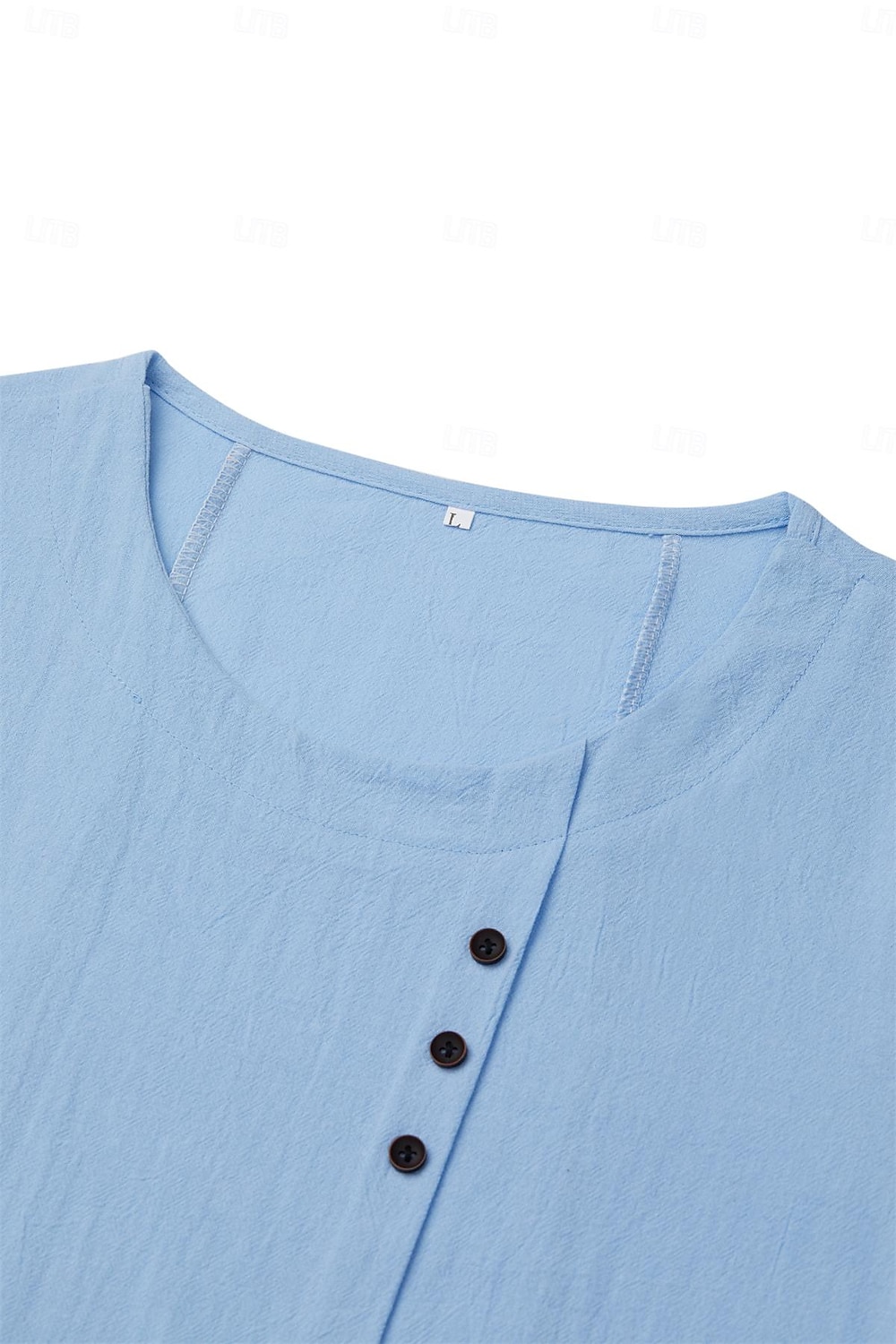 Camicia da donna 100% Cotone Camicia Blusa Stampa a bottoni Weekend Streetwear Di base Casual Simile lino Manica corta Collo tondo Bianco Estate Primavera del 2025 a $22.99 –P12