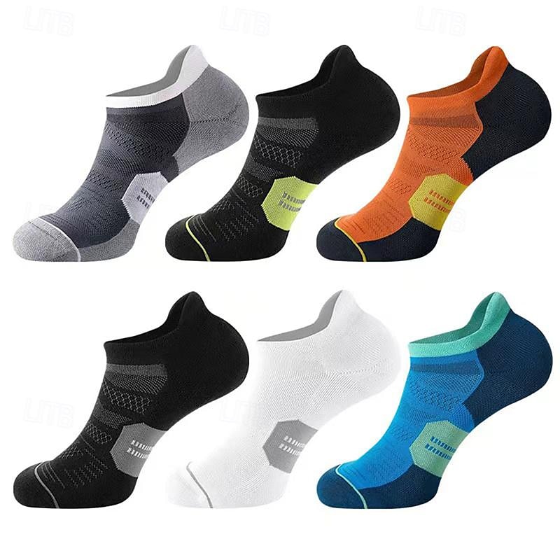Hombre Paquete de 6 Paquetes múltiples Calcetín Calcetines hasta el Tibio Calcetines Cortos Calcetines para correr Calcetines informales Negro Blanco Color Bloque de color Deporte Diario Vacaciones 2025 - $8.99 –P1