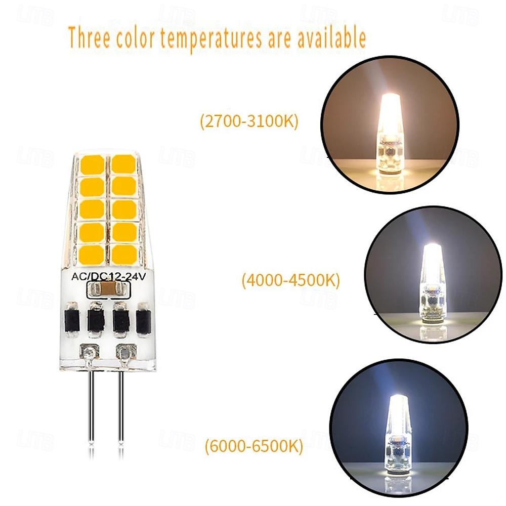 2025年 6個/10個調光可能LED電球g4 gy6.35 ac/dc12-24v 3w 20led省エネシリコンライト360度ハロゲンランプの交換  コレクション – $27.99 –P1