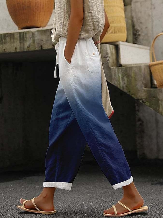 Femmes Pantalon en coton et lin Pantalons Décontracté Quotidien Longueur cheville Graphique Rayé Cordon de serrage Poches Latérales Respirabilité Confortable Micro-Élastique Week-end Bleu Roi Bleu de 2025 ? $21.99 –P6