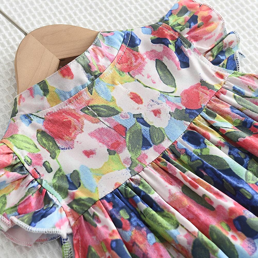 Infantil Para Meninas Vestido Gráfico Sem Manga Festa Ao ar livre Casual Moda Adorável Diário Poliéster Verão Primavera 2-13 anos Colorido de 2025 por $10.99 –P5