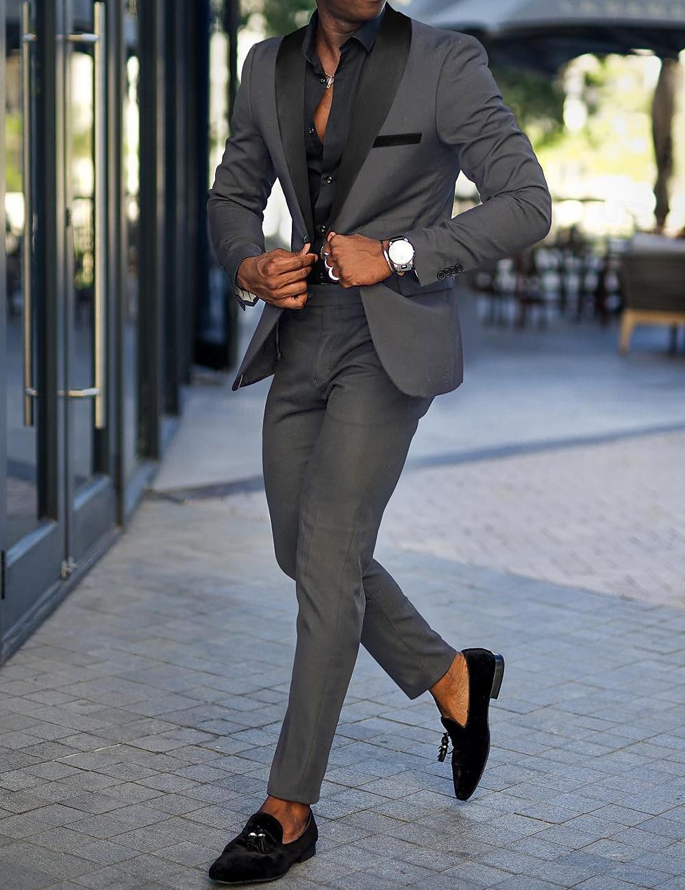 Men's Wedding Suits Red Dark Green Fashion Daily Solid Colored Tailored Fit 2 Piece Single Breasted One-button 2025 - $115.99 –P2