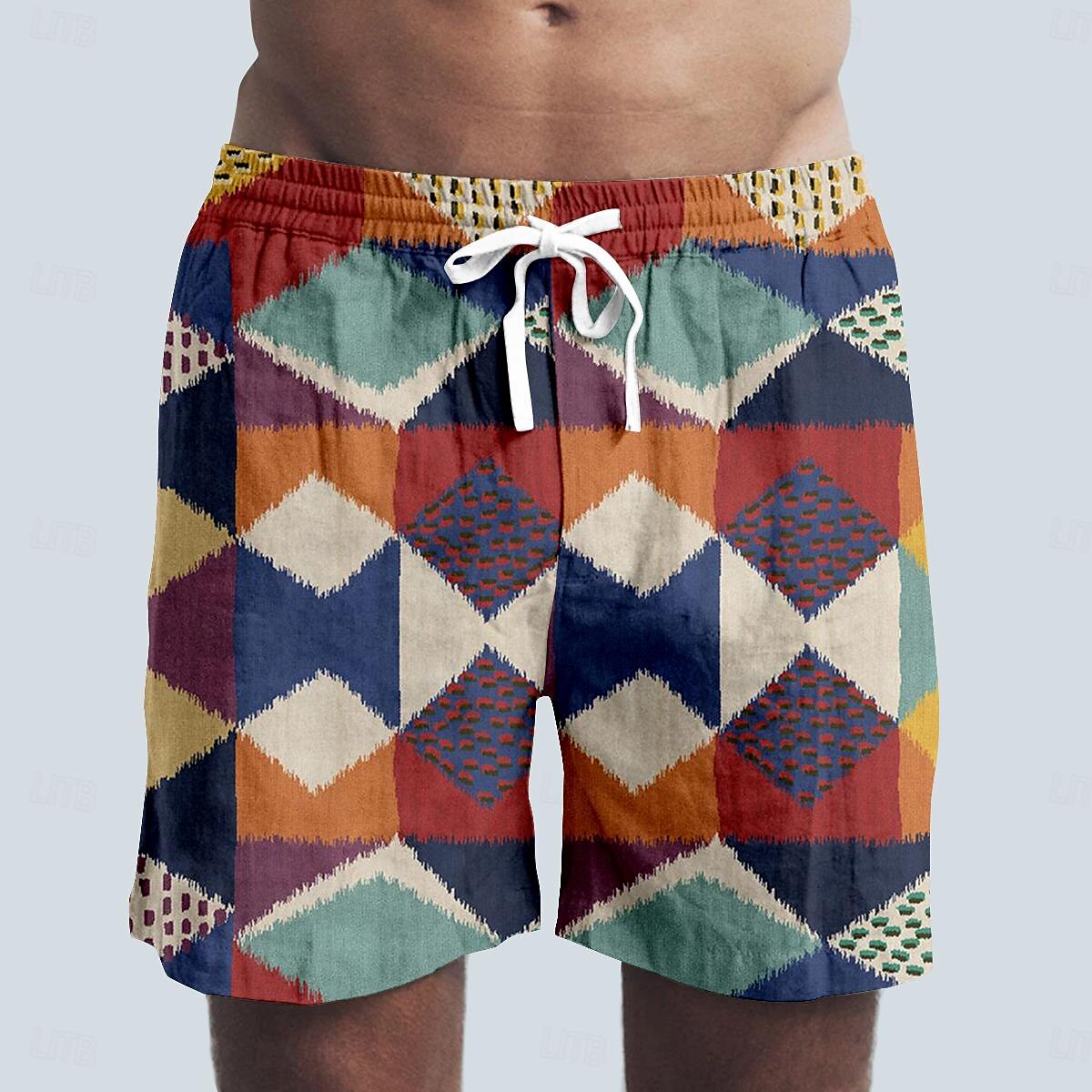 Herren Farbblock Gitter- / Plaidmuster Bunt Badeshorts Boardshorts Badehosen Mittlere Taille Hawaiianisch Lässig Ferien Strand Kordelzug mit Mesh-Futter Elastischer Bund Designer Bekleidung 2025 - $17.99 –P2