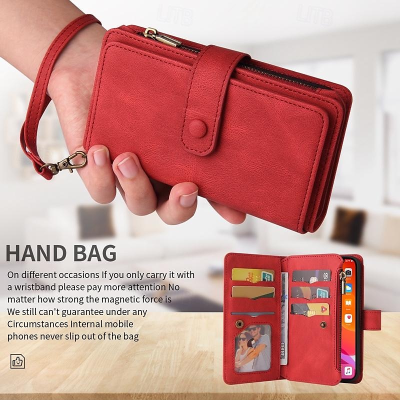 Phone Case For Samsung Galaxy S24 S23 S22 S21 S20 Ultra Plus FE A54 A34 A14 S25 Ultra Wallet Case Zipper Full Body Protective with Wrist Strap Retro TPU PU Leather 2025 - $23.99 –P8