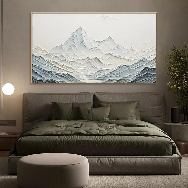 dipinto a mano 3d bianco neve montagna dipinto su tela stile intonaco fatto a mano pittura di arte della parete strutturata dipinto a mano pittura a olio wabi-sabi per soggiorno boho moderno del 2025 a $116.99 –P8