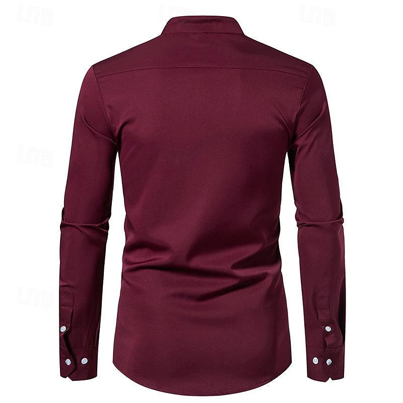 Per uomo Camicia Camicia con colletto cinese Camicia con colletto alla coreana Camicia Estiva Camicia casual Camicia da Spiaggia Nero Bianco Vino Manica Lunga Paisley Blocco di colori Colletto alla del 2026 a $36.99 –P13