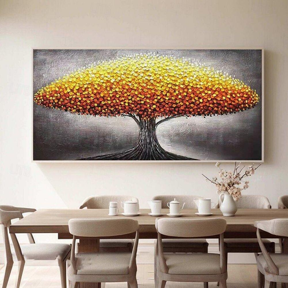 handgemaakt olieverfschilderij canvas muurkunst decoratie modern abstract 3d paletmes groen geldboom voor huisdecoratie gerold frameloos ongerekt schilderij 2025 - $100.99 –P8