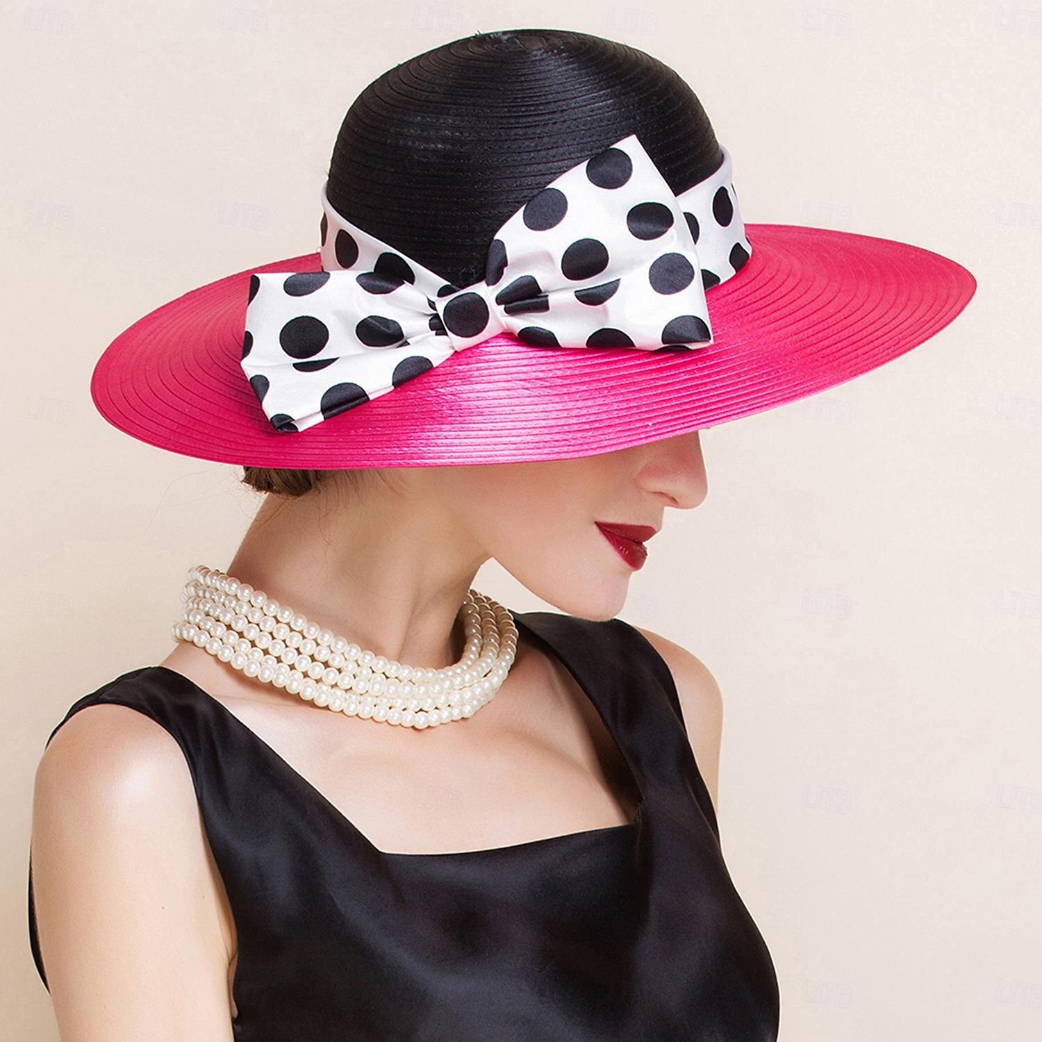 Cappelli Fibra Bombetta / Cappello a cloche Cappello a secchiello Cappello di paglia Matrimonio Tè Elegante Matrimonio Con Fiocco Pois Copricapo Copricapo del 2025 a $49.99 –P2