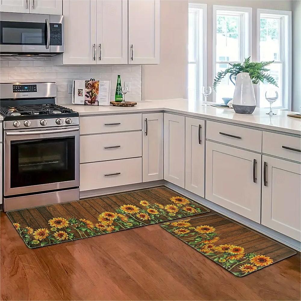 girasoli in legno plat zona tappeto cucina tappetino antiscivolo a prova di olio tappetino soggiorno tappeto indoor outdoor mat arredamento camera da letto tappetino da bagno tappeto d'ingresso porta del 2025 a $19.49 –P2
