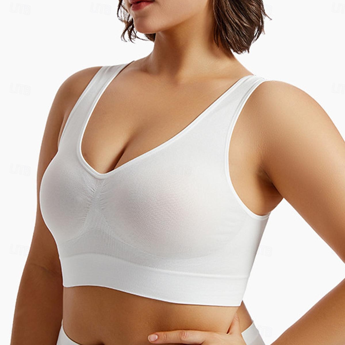 Top feminino cor pura esporte básico academias em casa nylon respirável v aro sem mangas sutiã almofadas no peito verão primavera roupas para casa de 2026 por $14.49 –P8