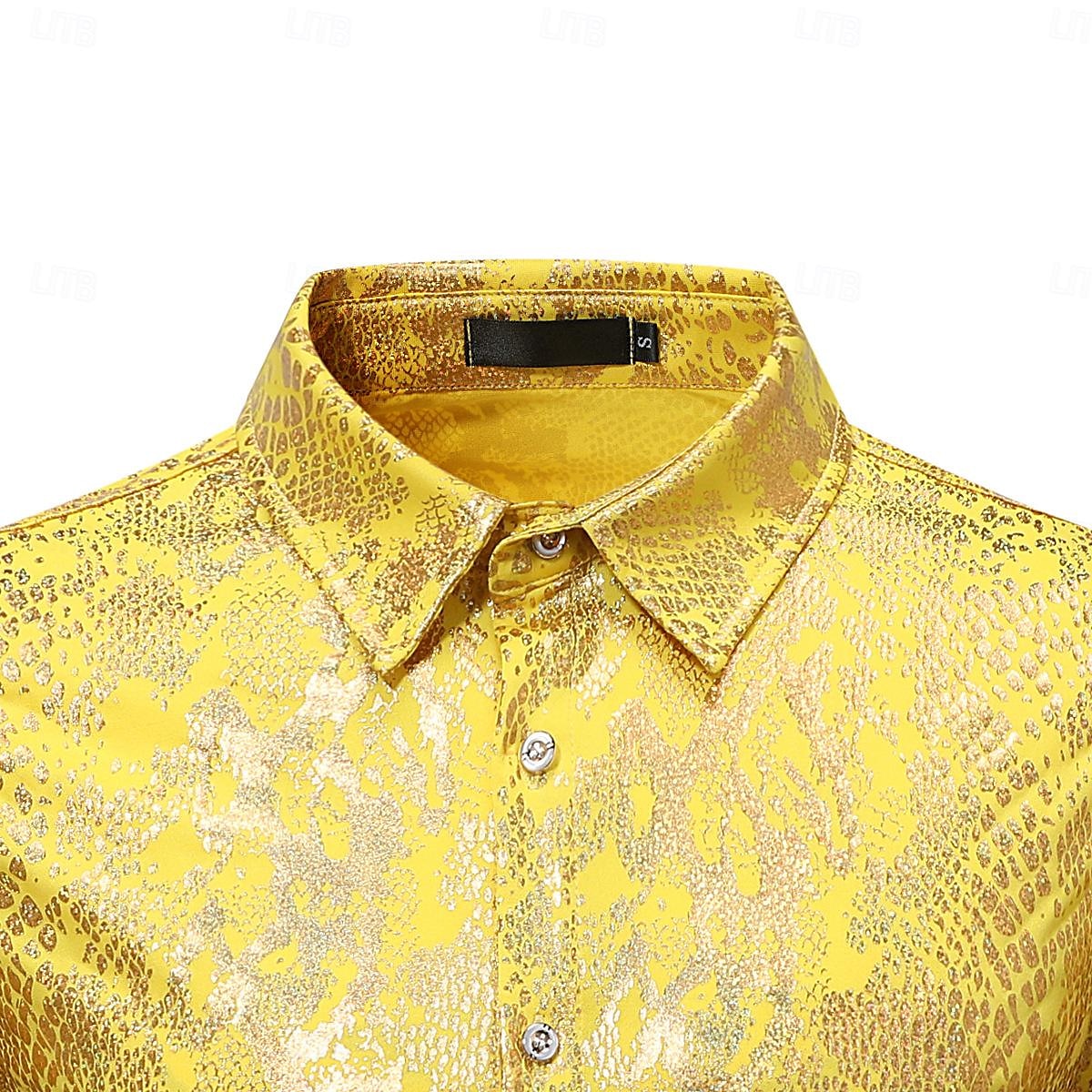 Disko 1980er Glänzend Metallisch Bluse / Hemd Maskerade Disco Herren Halloween Karneval Maskerade Leistung Veranstaltung / Fest Bühne Erwachsene Hemd Frühling & Sommer 2025 - $32.99 –P8