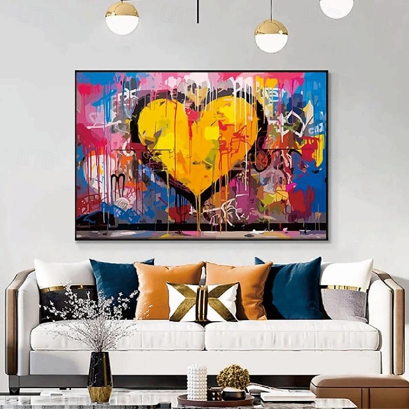 Handmade Textured love Oil Painting Textured Canvas Art Abstract Art Heart Handmade Painting Modern Living Room Wall Decor 2025 - $178.99 –P1