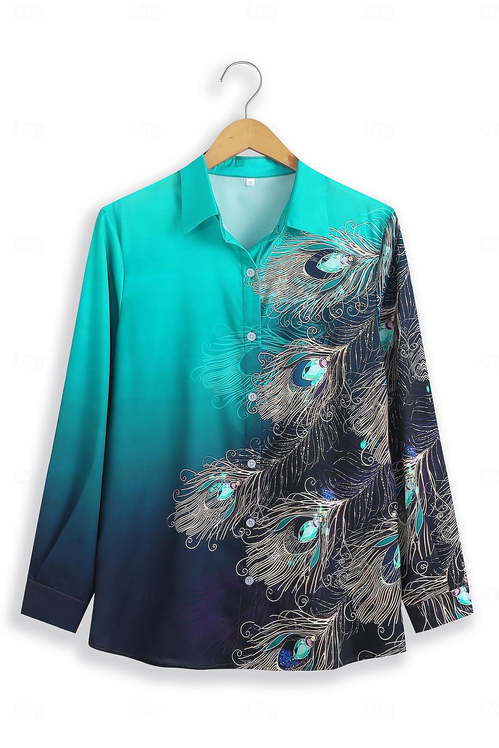 Camicia da donna Base Neon Luminosi Bottoni Stampa Maniche Lunghe Top Regolari Collo Camicia Casual Verde Primavera Autunno del 2025 a $26.99 –P4