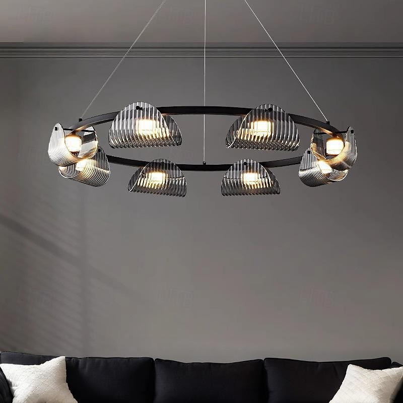 Kronleuchter Deckenleuchte Pendelleuchte 5/6-flammig 75/132cm Metall Glas Wasserkräuselung postmodernes Licht Luxus Restaurant Schlafzimmer Arbeitszimmer Wohnzimmer 85-265V 2025 - $584.69 –P8