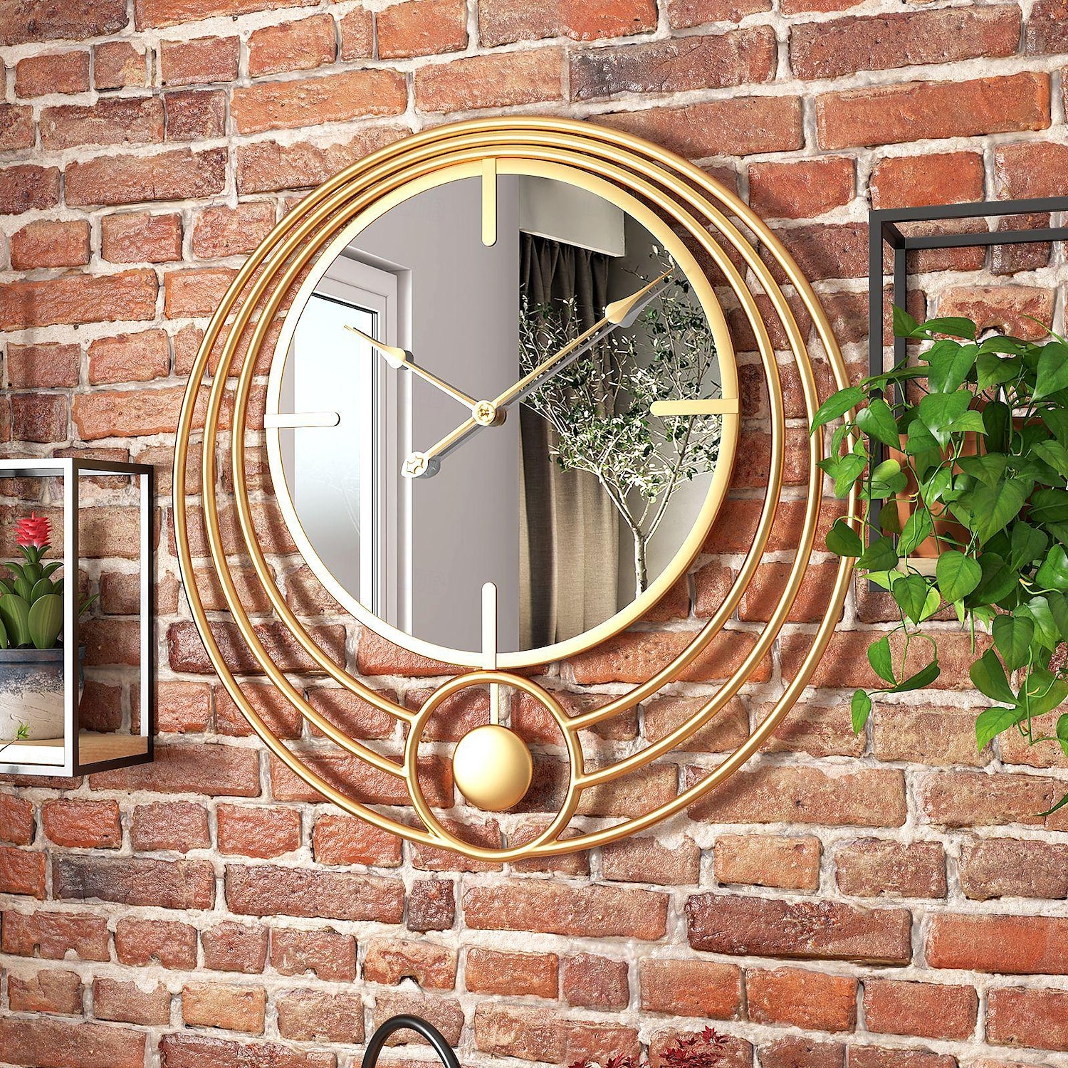 relógio de parede eletrônico grande relógio de parede com espelho redondo operado por bateria silencioso movimento de quartzo relógio de parede de metal para decoração de sala de estar em casa ouro de 2025 por $108.99 –P9