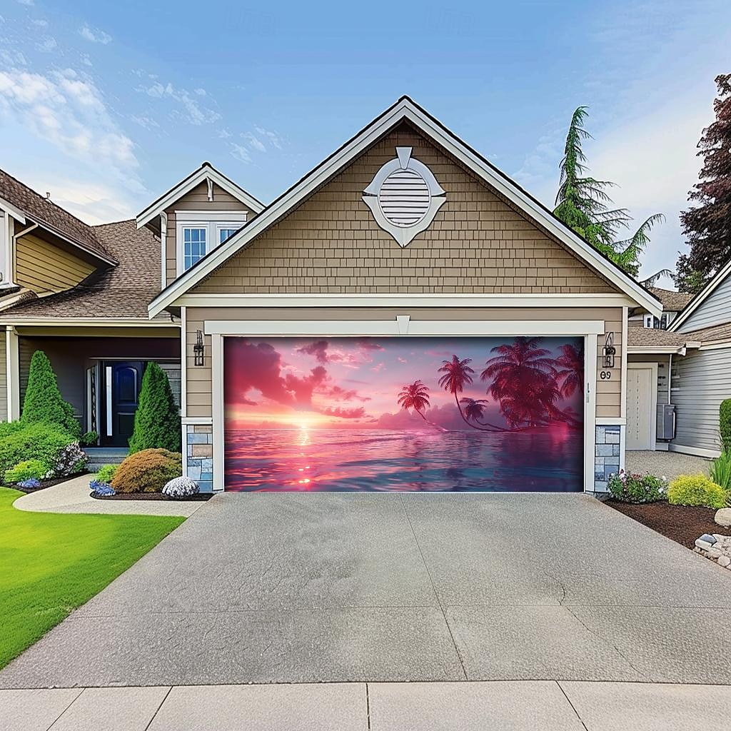 letnie wakacje na plaży baner na osłonę drzwi garażowych piękna duża dekoracja tła na zewnętrzne drzwi garażowe dekoracje ścienne domu impreza impreza parada 2025 - $33.99 –P2