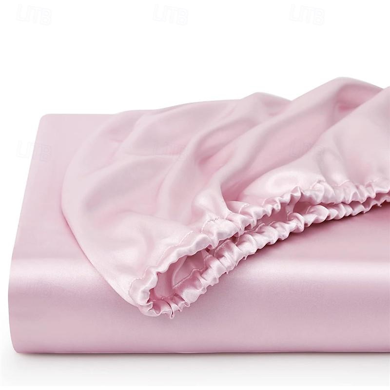 Cooling Satin Fitted Sheet Solid Color Mattress Cover with Elastic Band Bedsheet Single Double Queen King Size Fit Sheet 2025 - $18.49 –P8