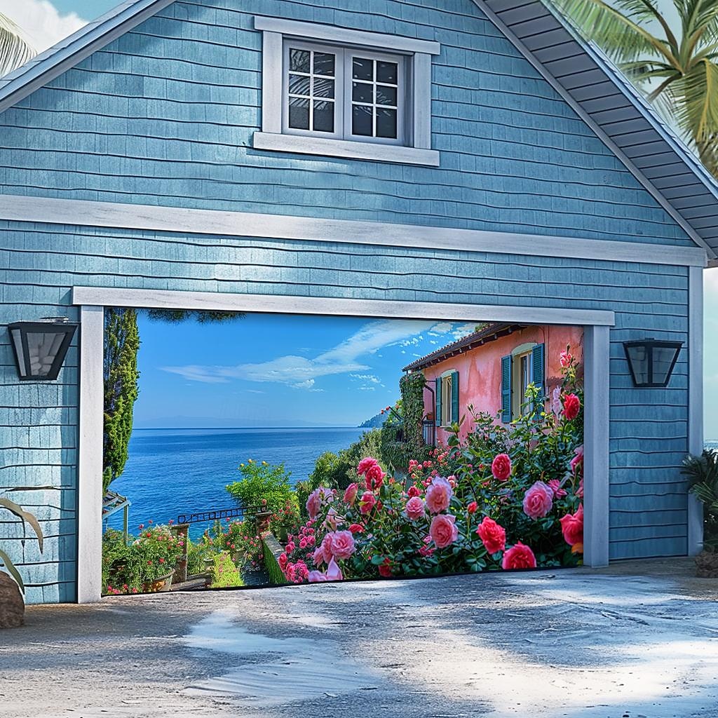 letnie wakacje na plaży baner na osłonę drzwi garażowych piękna duża dekoracja tła na zewnętrzne drzwi garażowe dekoracje ścienne domu impreza impreza parada 2025 - $33.99 –P19